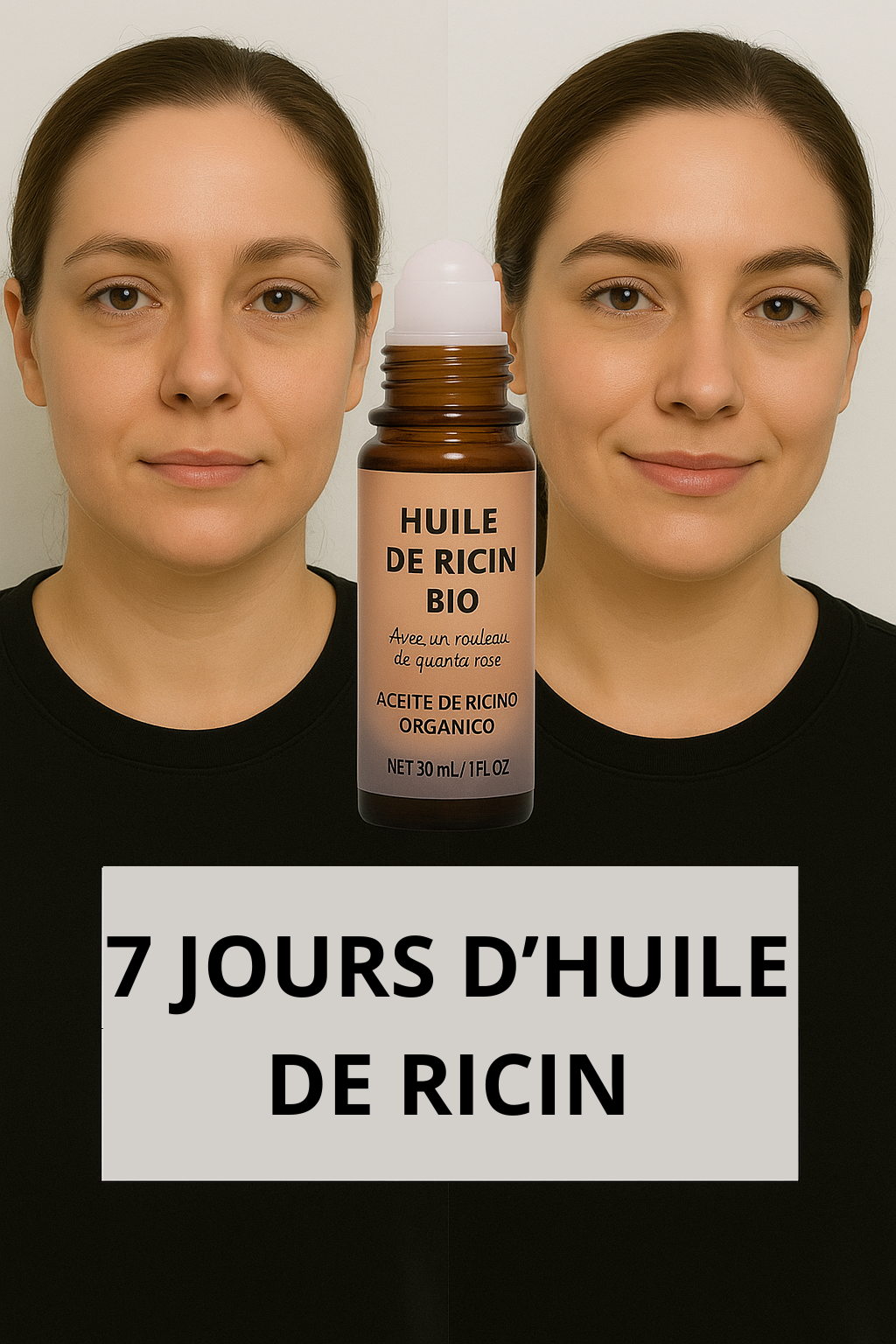 Huile de Ricin Bio avec Roll-On Quartz Rose – 100% Naturelle